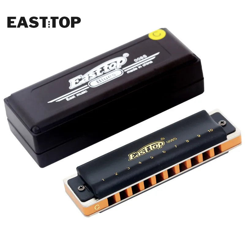 EASTTOP T008S 10 Holes Blues Harmonica Harp Richter Harmonica 12 Keys Adults Kids Players