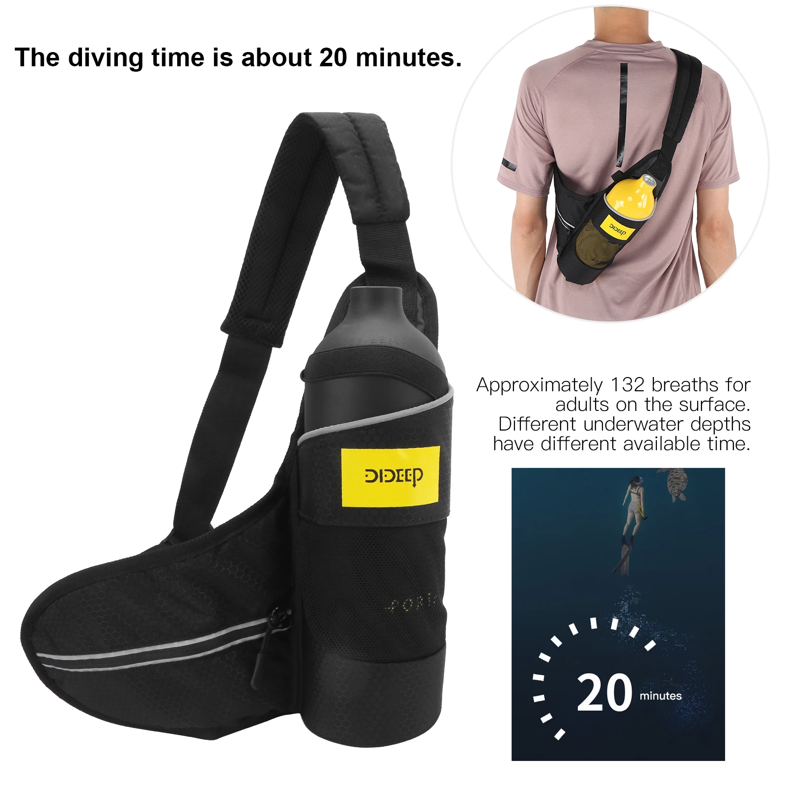 1L Mini Diving Set Breather Relief Valve Strap Diving Goggles Oxygen