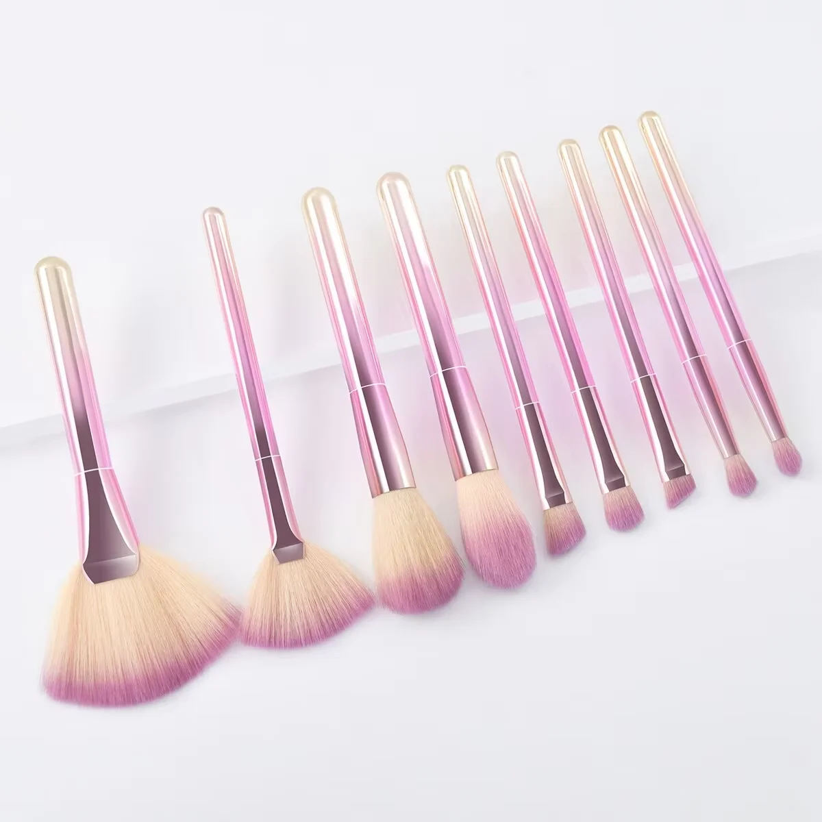 9PCS Color Gradient Makeup Brush Set Soft Bristle Makeup Tools for Women Include Brushes for Blending Eyeshadow Foundation Blush