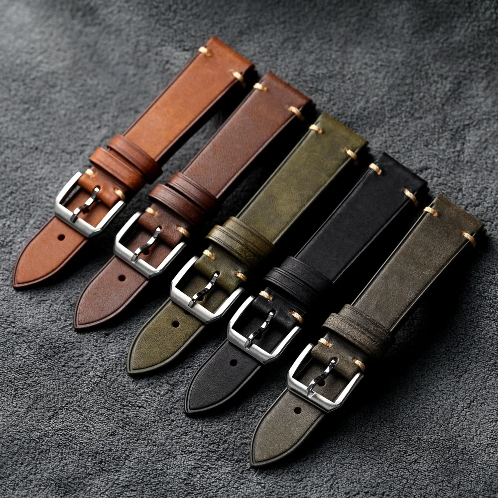 

Часы ручной работы из воловьей кожи с верхним слоем и ультратонкой итальянской цепочкой для наручных часов 18 19 20 22 мм черного серого коричневого цвета