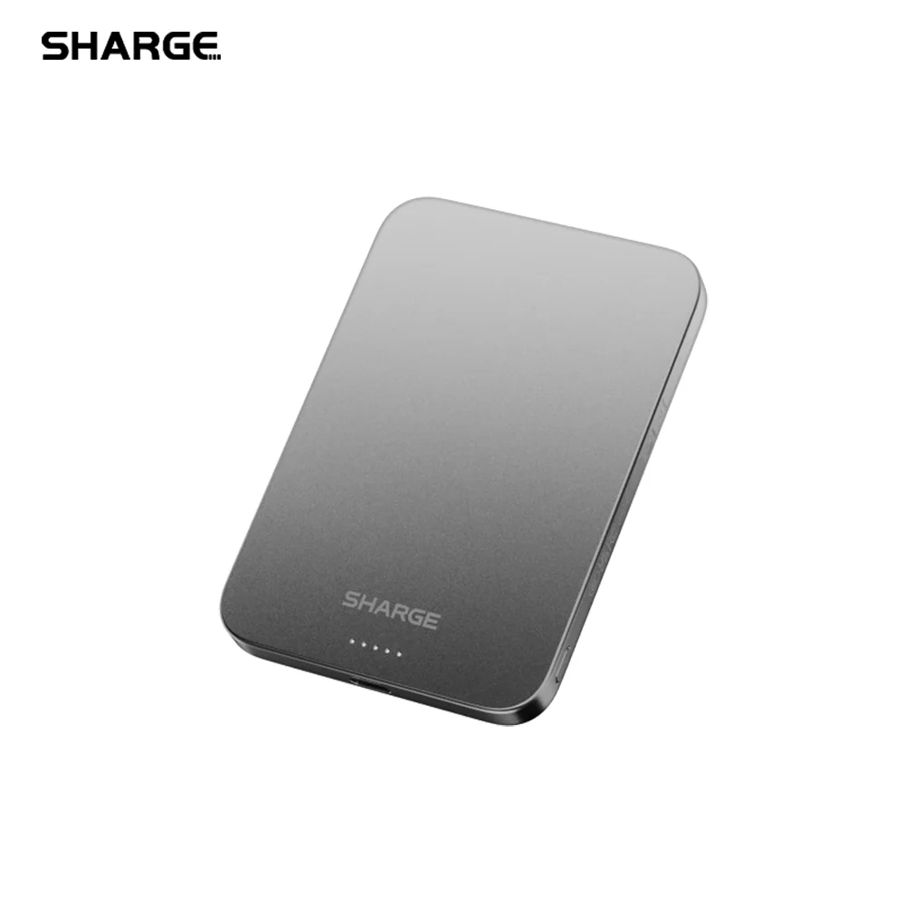 SHARGE AeroMag Magsafe Power Bank Slim 5000mAh Magnetic Portable Charger Qi2 Fast Charging Battery Pack for iPhone 17 Pro/16