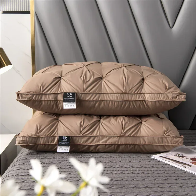 Down Pillow 100% White Goose Feather Pillow Core Five-star Hotel Cotton Single Cervical Vertebra Support Sleep Pillow 3