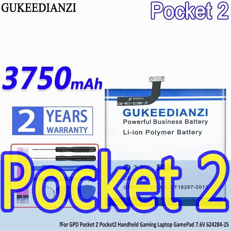 

GUKEEDIANZI High Capacity Battery 3750mAh For GPD Pocket 2 Pocket2 Handheld Gaming Laptop GamePad 7.6V 624284-2S