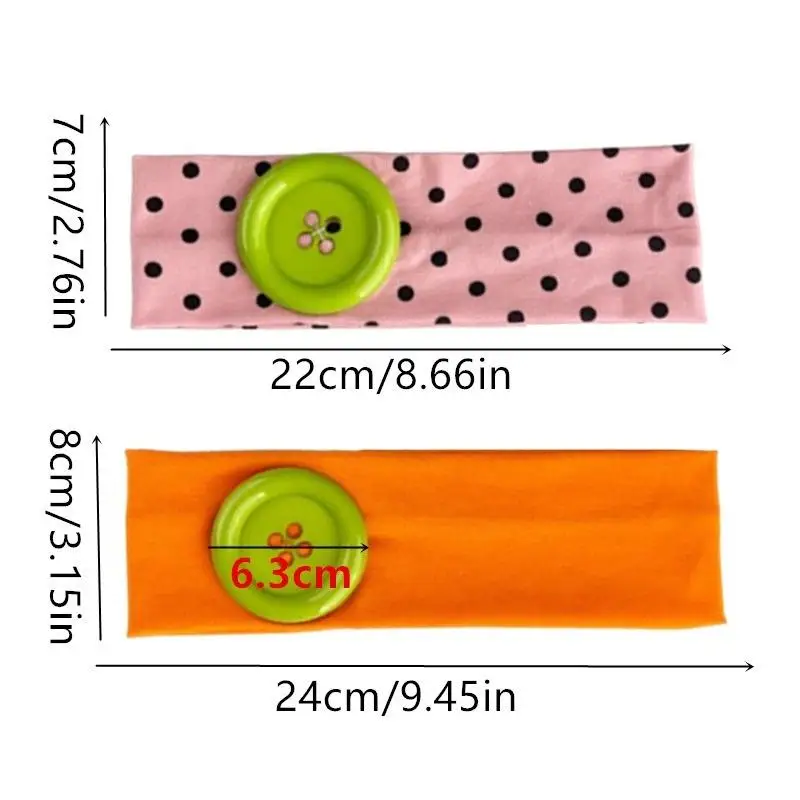 Summer Dopamine Large Button Wave Dot Headband Fashionable Ins Style Elastic Headband Colorful Hair Accessories For Women Girls 6
