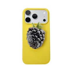 Strawberry Acrylic Foldable Phone Stand & Grip Holder (Black Raspberry)