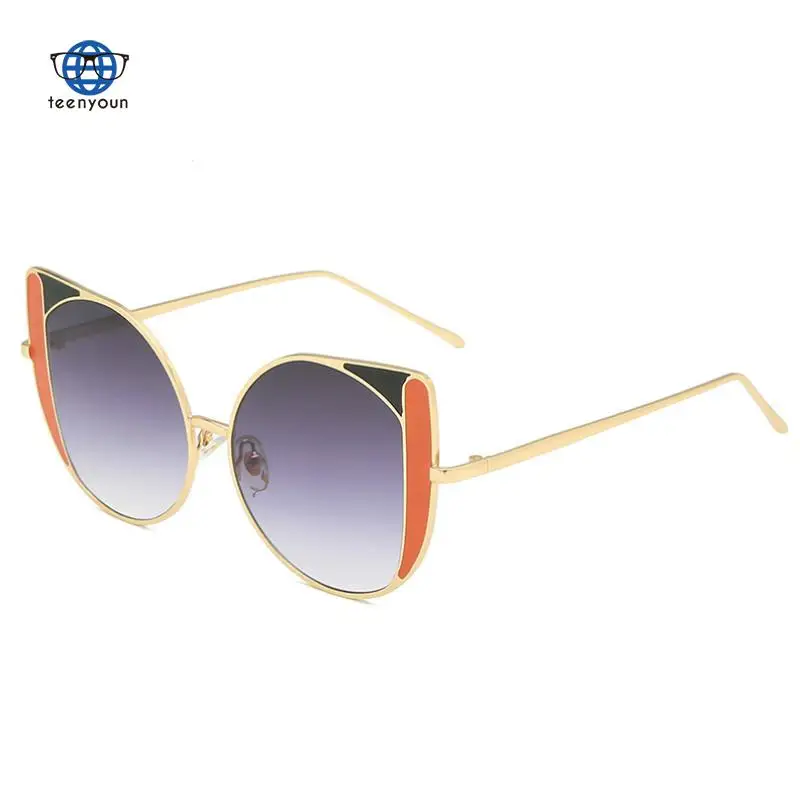 

Teenyoun Trade Eyewear New Cat Eye Luxury Brand Trend Big Frame Color Matching Sunglasses Sun Glasses