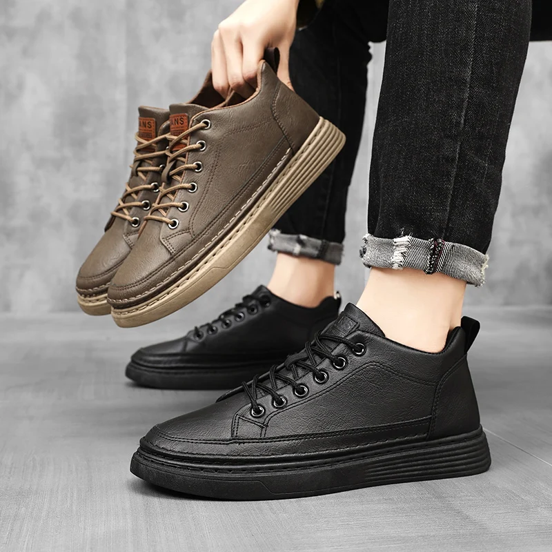 Baskets décontractées en cuir pour homme chaussures confort_voghion.com