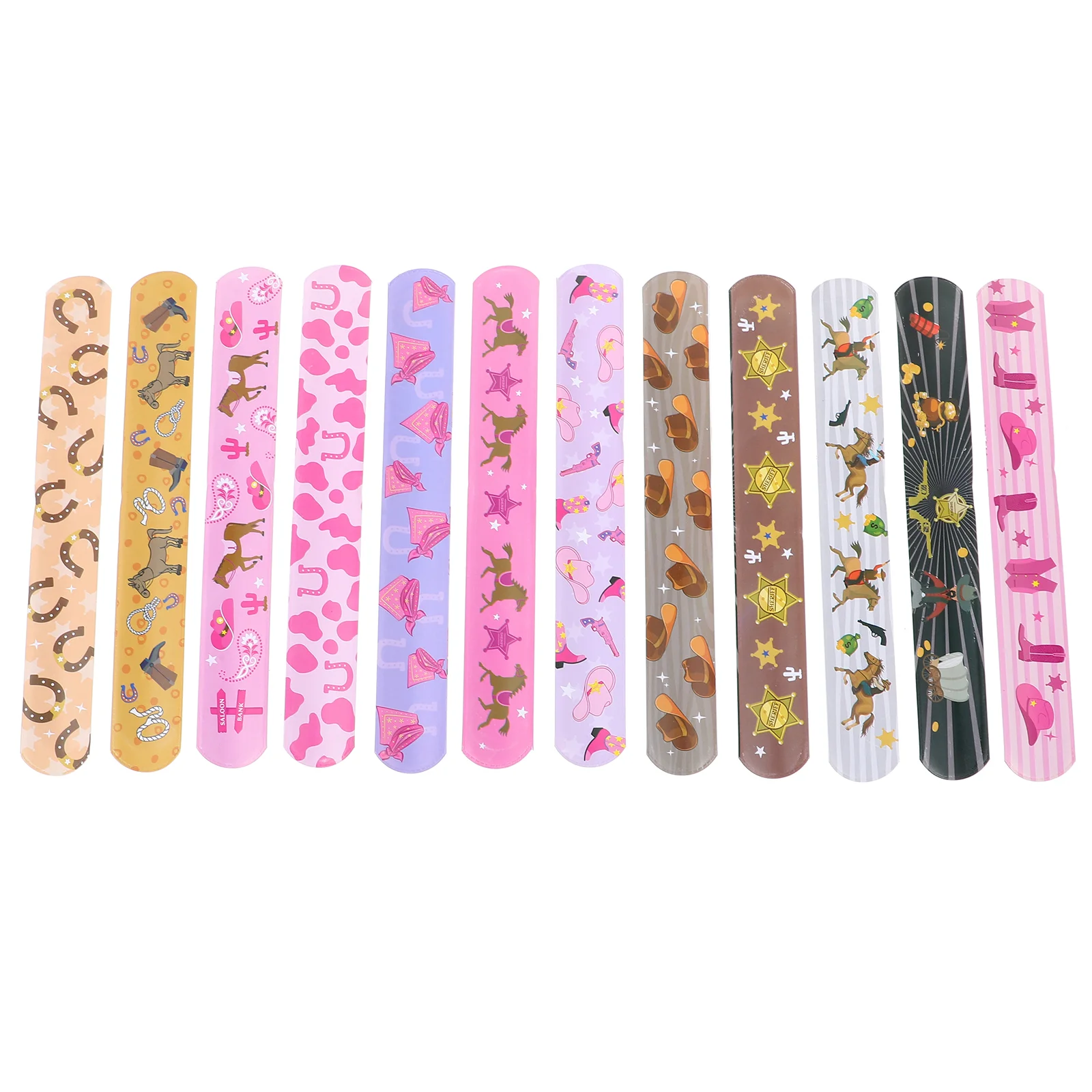 

Western Cowboy Pat Circle Wristband Children's Toy Party Gift Girl Birthday Cartoon Wristbands Slap for Favors Stuffed Animals