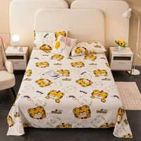 Cute Tiger Bed Sheet Set Cartoon Animal Flat Sheet & Pillow Sham Luxury Bed Cover Soft Comfortable Top Sheets Decorative Bedding 1