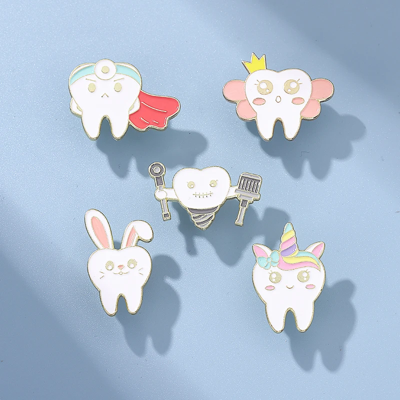Gesundheit Zahn Emaille Pin Schöne Kaninchen Metall Zahnarzt Arzt Revers Pin Benutzerdefinierte Brosche Abzeichen Pullover Hut Geschenk Schmuck Großhandel – Detail 7