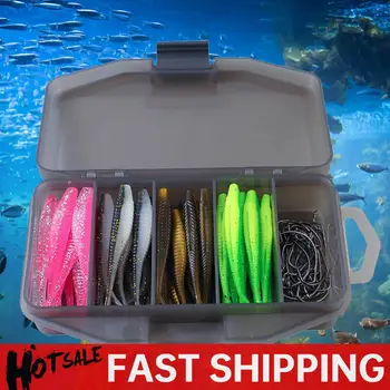 61pcs/set Artificial Lure \ Fork Tail Bait with Storage Box Soft Lightweight Outdoor Fishing Tackle 1
