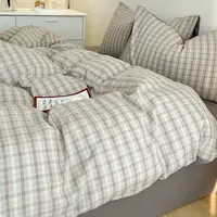 Classic Plaid Bedding Set No Filler Blue Green Duvet Cover Flat Sheet Pillowcases Single Full Queen Size BedSpread Home Textile 1