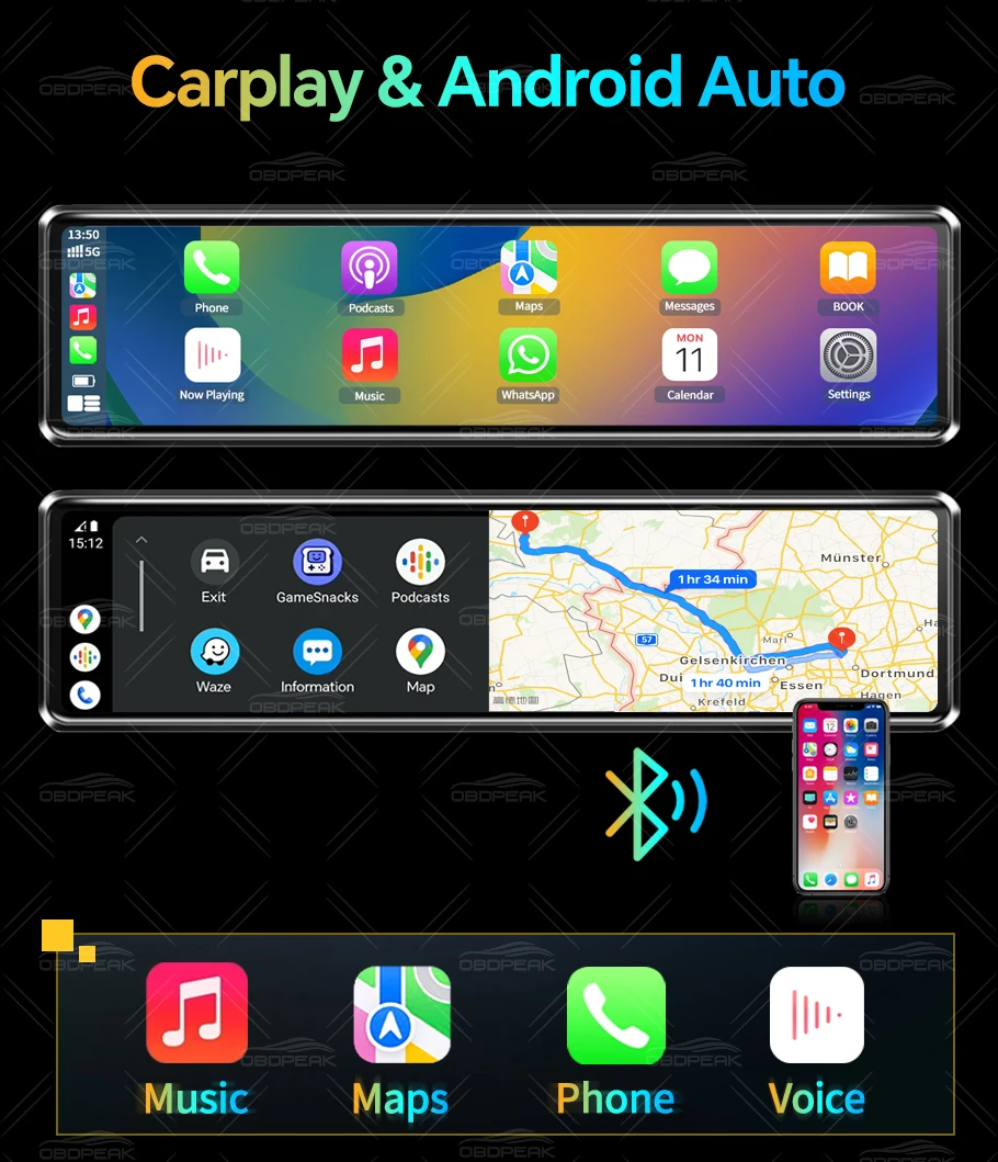 K4 11.26 Inch Carplay & Android Auto 4K 2160P Wifi Dash Cam Rearview Mirror Car