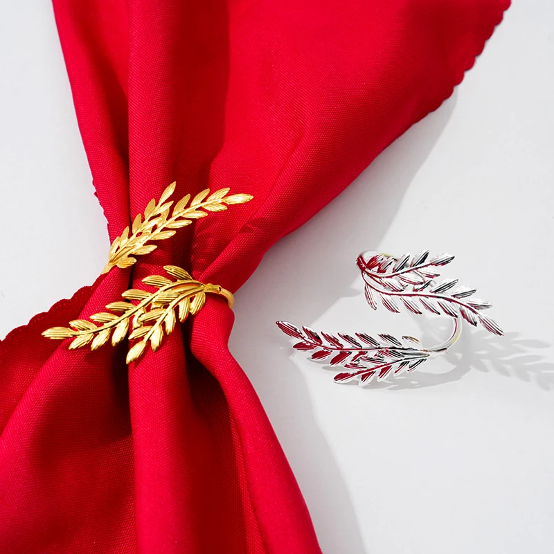 Gold Wheat Napkin Rings Metal Leaf Napkin Holder for Harvest Festival Fall Thanksgiving Dinner Party Table Decoration with napkin ring
