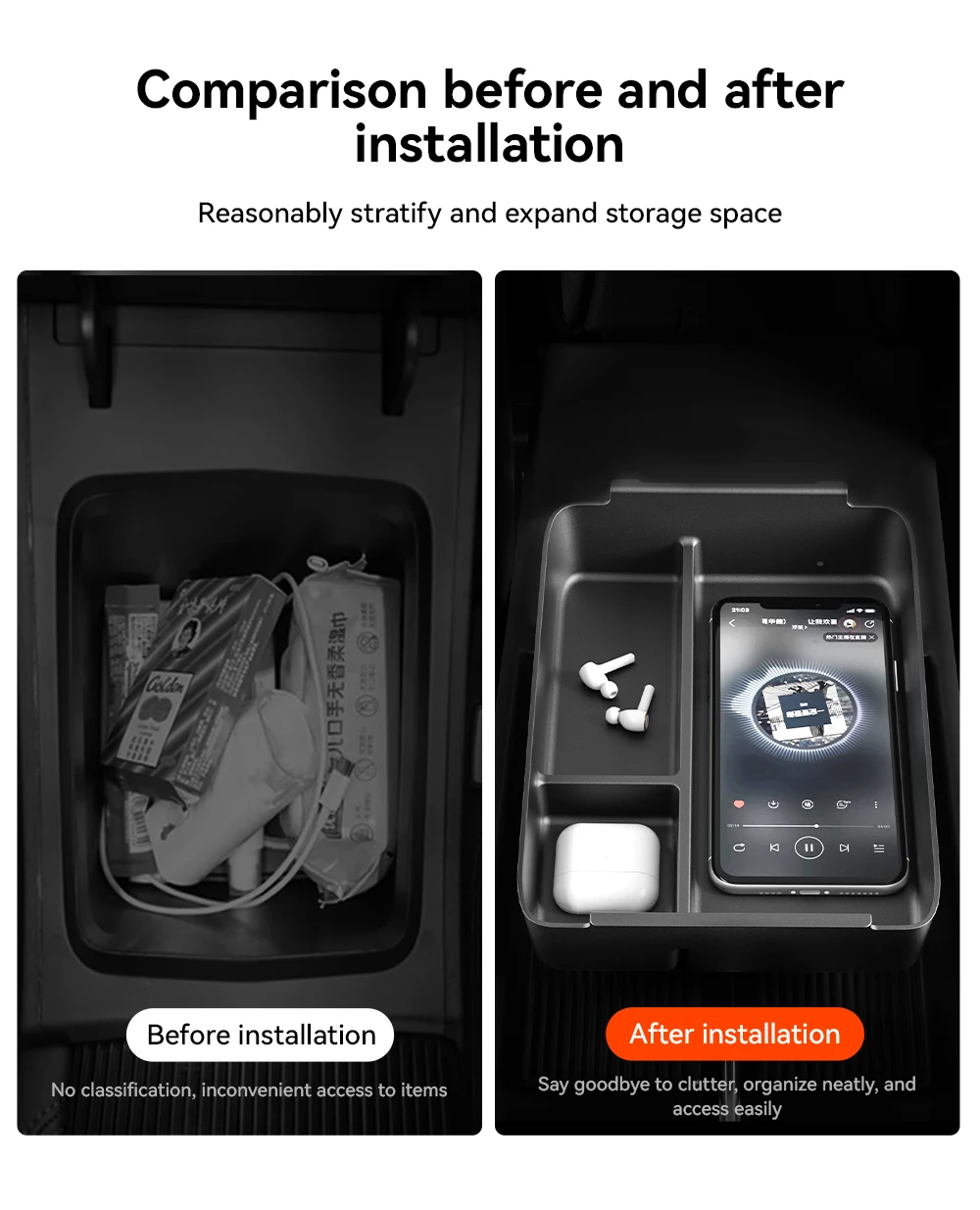Car Central Armrest glove compartment Storage Box for Hyundai IONIQ 5 Console Tr