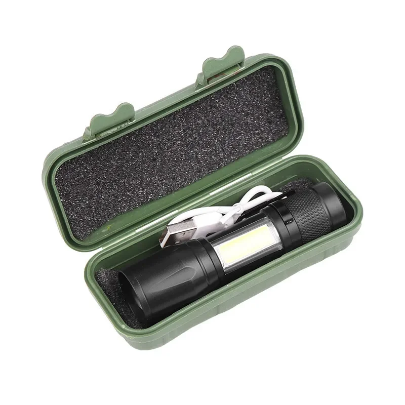 Compact USB Rechargeable Mini LED Flashlight - Portable Zoomable Light with Pen Clip for Camping and Tactical Use