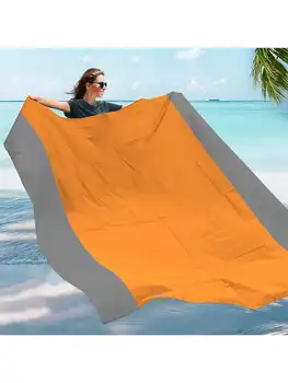 Waterproof Sandproof Beach Blanket, Foldable Beach Mat With 4 Corner Stakes, For Outdoor Camping Travel Vacation Hiking