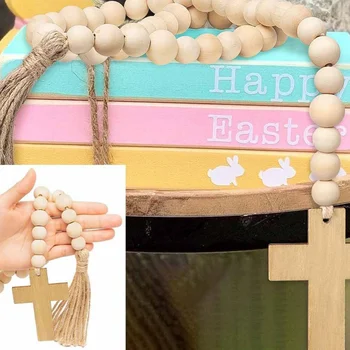 Easter Colorful Wood Beads with Cross 4