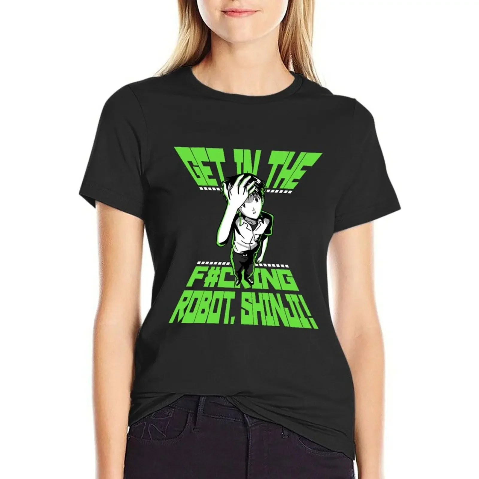 Get in the Robot, Shinji! T-shirt summer top lady clothes western t-shirt dress for Women