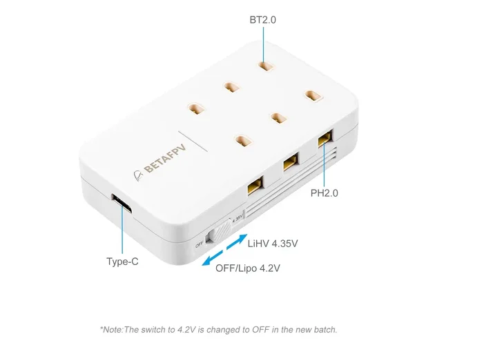 Chargeur Batterie 1S 6 Ports PH2.0 BT2.0 pour RC