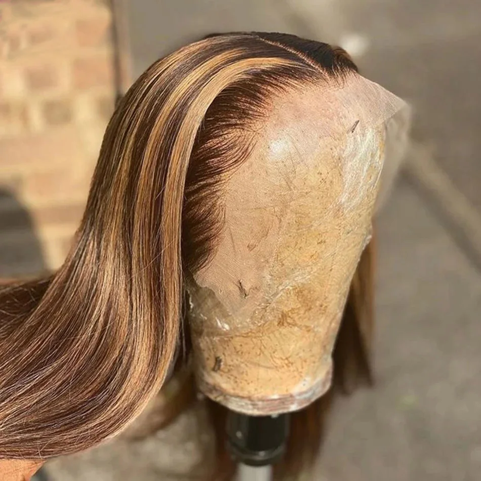 28 30 Inch Highlight Ombre Body Wave 13x4 Lace Front Human Hair Wigs Colored 4/27 Water Wave Frontal Wig For Women Preplucked