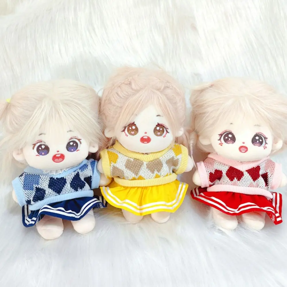 Replaceable 20cm Cotton Doll Clothes Dress Up Two-piece Set Knitwear Two-piece Set Kawaii Cartoon No Attribute Doll Dlothes