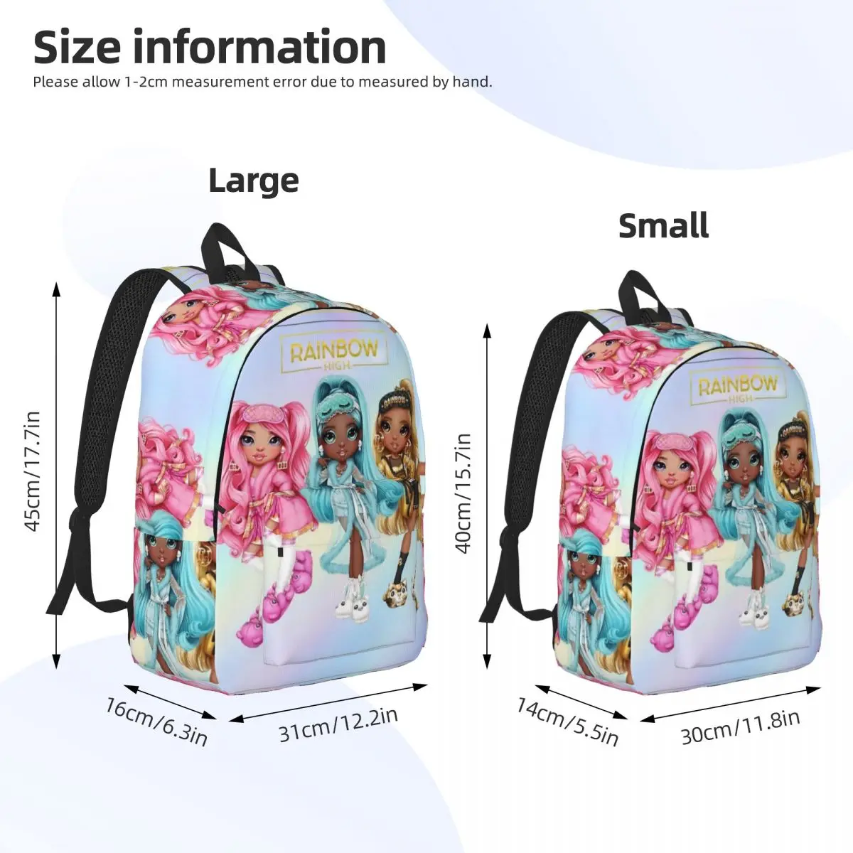 Rainbow High Slumber Party Backpack Middle High College School Student Bookbag Men Women Daypack Outdoor 6