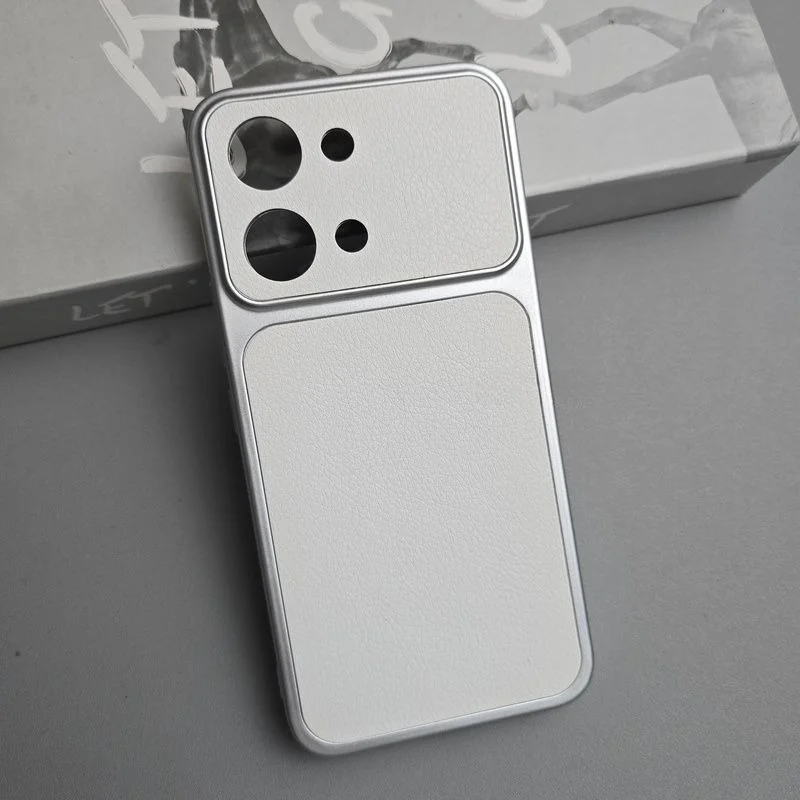 Fashion Simple PU Leather Phone Case with Large Lens Window and Shockproof Slim Design