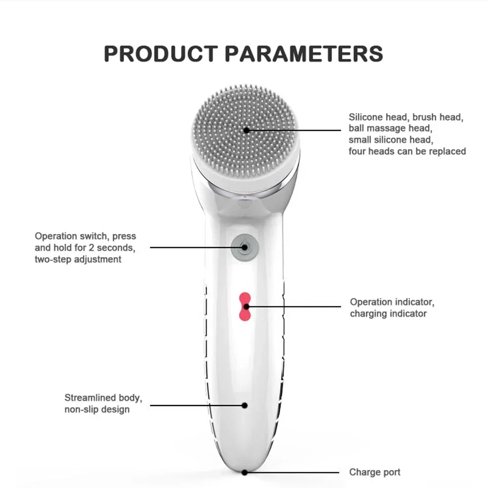 Four in One Electric Facial Cleanser for Makeup Removal Massage Oil Removal and Exfoliation Cavitation Machine Beauty Tools 5