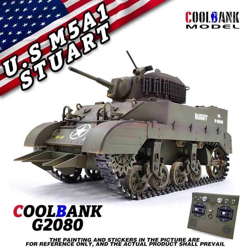 Coolbank Stuart M5a1 Electric Remote Control Tank Simulation Military Model Toy 360 ° Battery Rotating Children'S Toy Gift 5