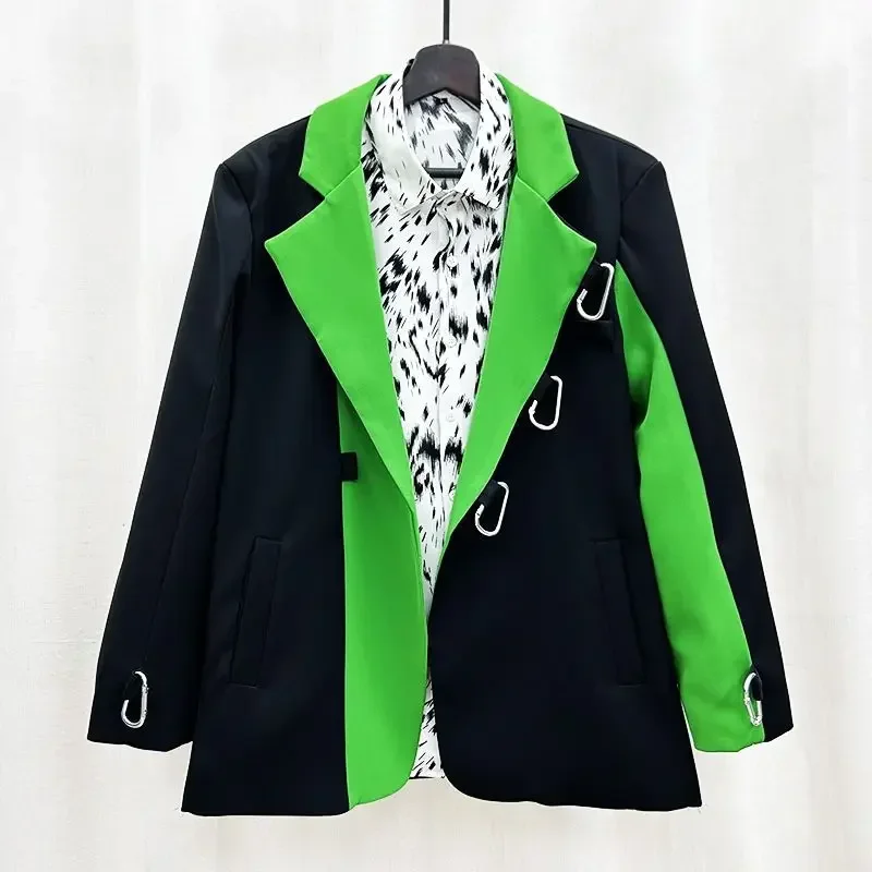 thumbnail image 1 of Chaqueta de traje de hombre de un solo pecho con estampado de rayas, chaqueta masculina, abrigo estampado, nueva ropa de primavera sencilla, diseñador de lujo, verano, 1 of 5