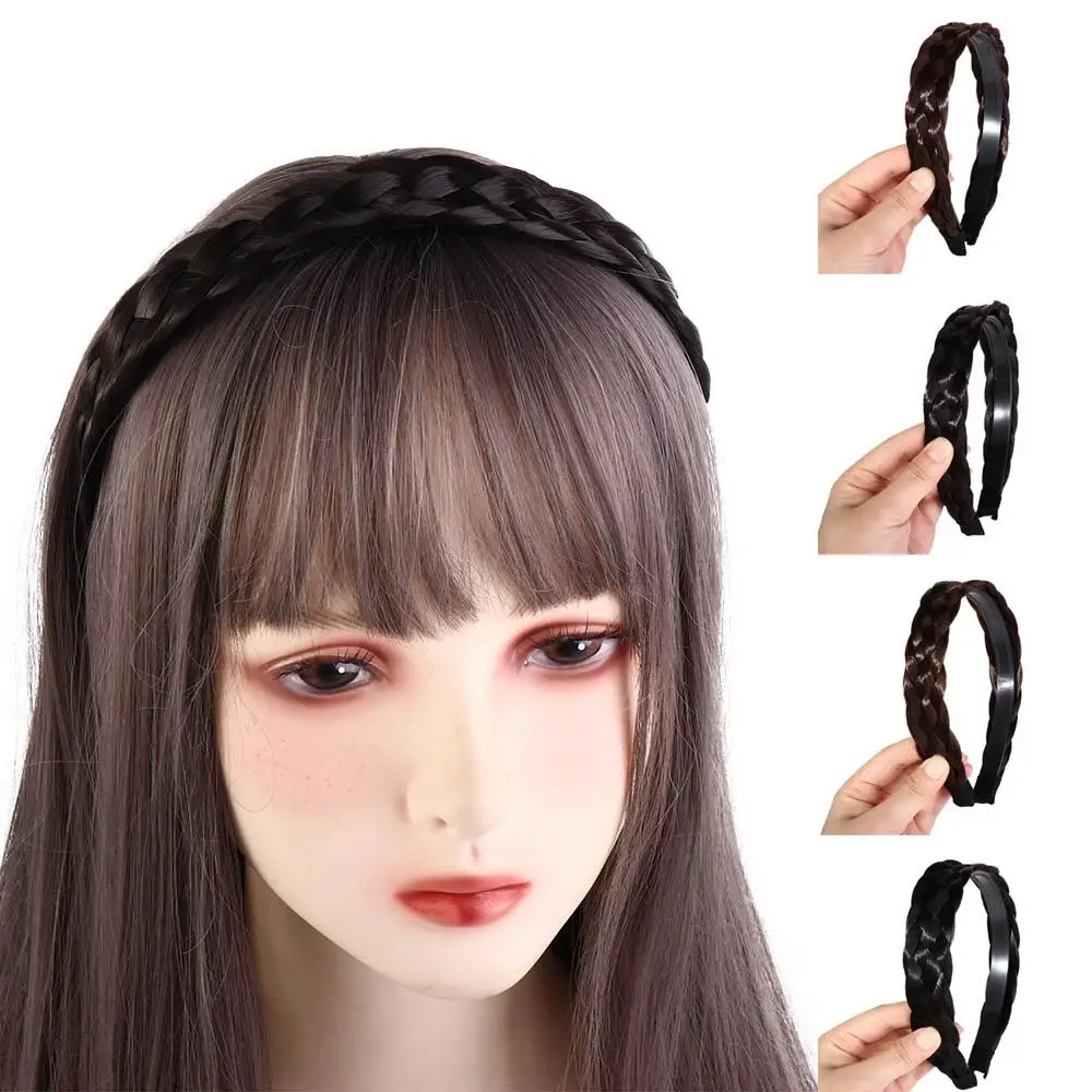 

Fishbone Braid Wide-brimmed Head Hoop Non-slip Korean Style Headwear Wig Headband Female Hairbands Wide Hair Hoop