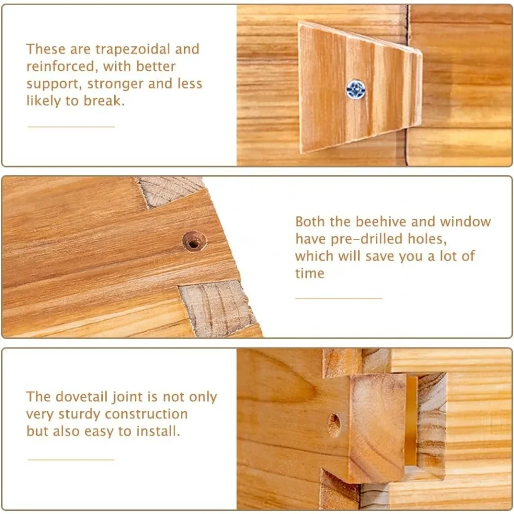 10-Frame Langstroth Bee Hive, Starter Kit with Beehive Frame and Waxed Foundation, 1 Deep Beehive Box & 1 Medium Box