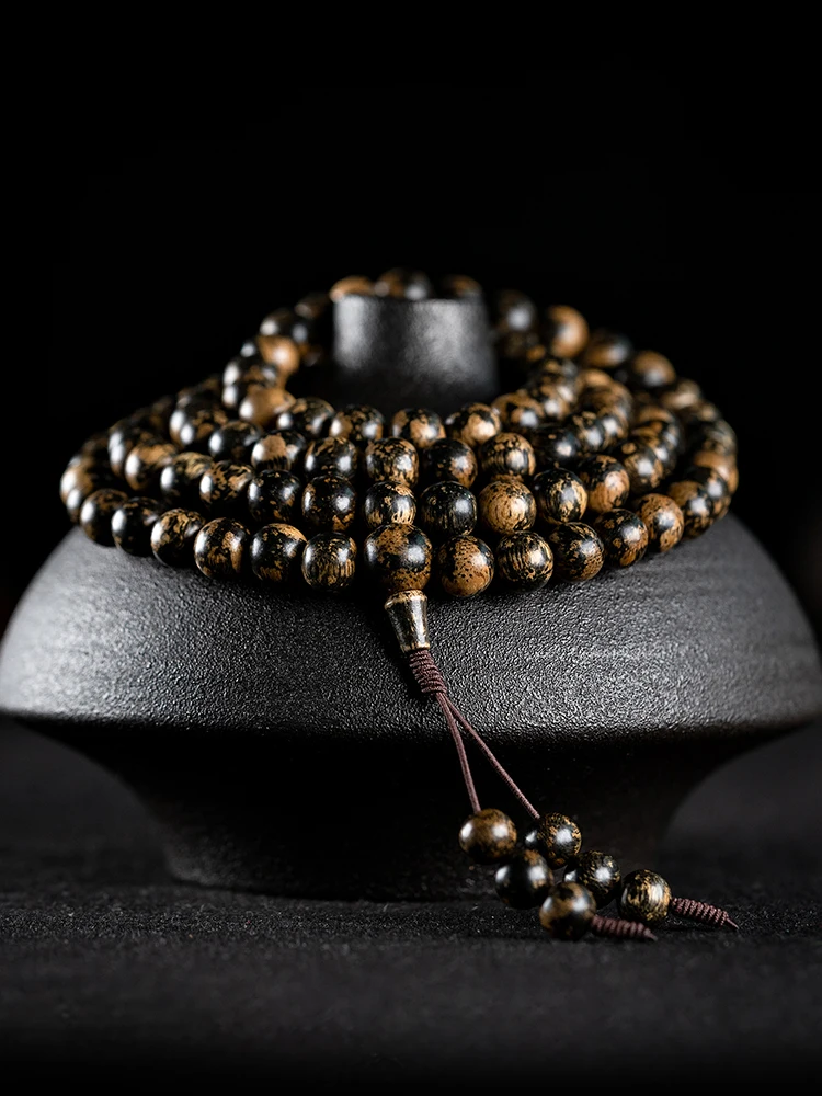 

High Quality Real Natural Kalimantan Agarwood Bracelet Old Materials Beads for Women Men Fragrant Wood