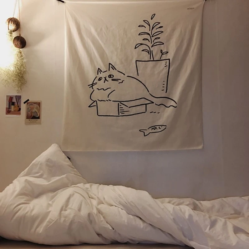 Tapestry decor Boho Decor Bedroom Kawaii Room Decor Cat Kids Blanket Background Cloth Wall Cloth Wall Hanging for Home