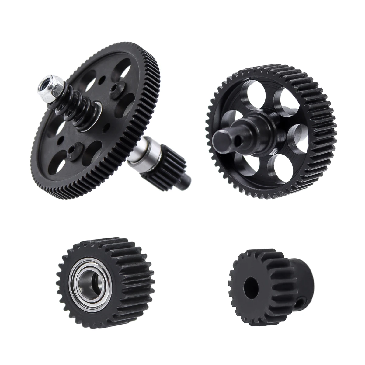 Kit d'engrenages internes de transmission pour RC Crawler 1/10 SCX10, posé sur une surface noire.