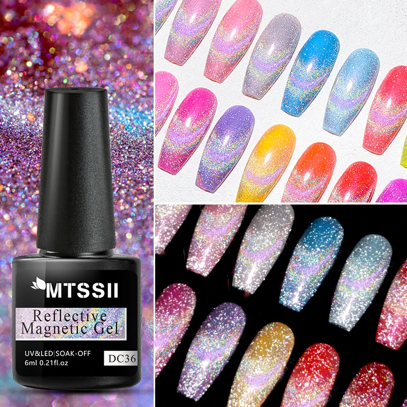Mtssii 6ml Reflective Cat Eye Nail Gel Polish Rainbow Gel