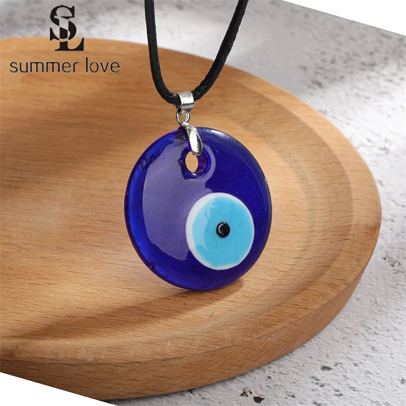 

Vintage Turkish Evil Eye Pendant Choker Necklace Lucky Blue Evil Eyes Clavicle Chain Necklace Party Jewelry For Women Girls Gift