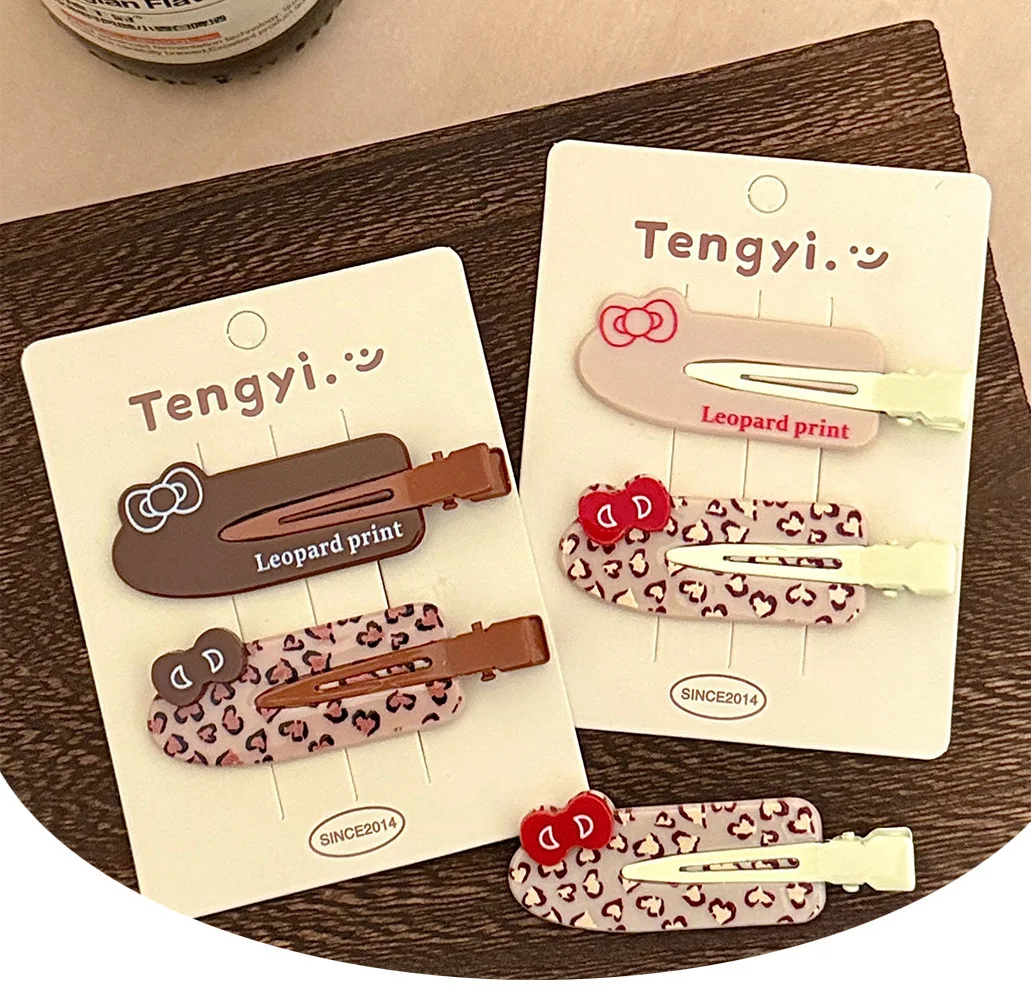 Haarspange mit Leopardenmuster im Cartoon-Stil, niedliche Haarspange mit Schmetterlingsknoten, Zopfhaarspange für Seitenscheitel, mädchenhaftes Haaraccessoire, Geschenk – Detail 4