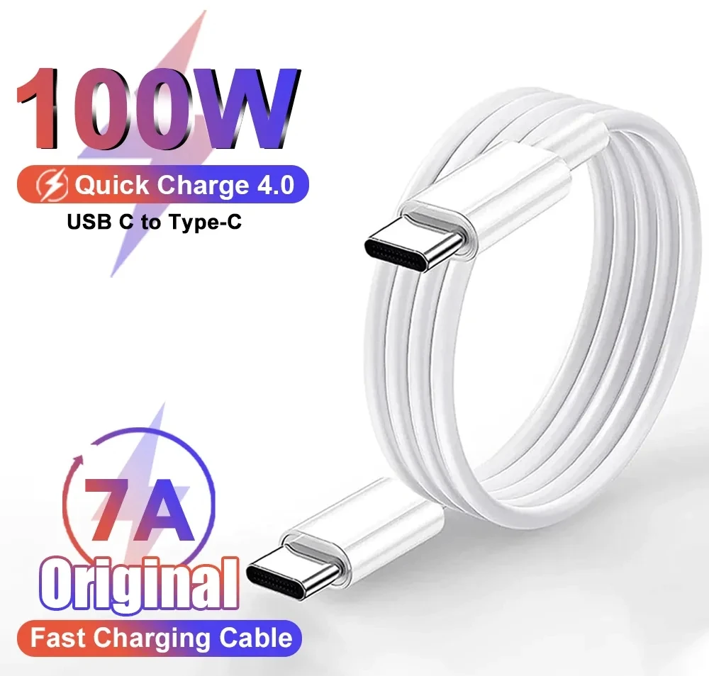 Оригинальный кабель USB C на Type C 100 Вт PD для iPhone 15 Plus 15 Pro Max Samsung Huawei Xiaomi Realme iQOO POCO USB-C для шнура Type-C