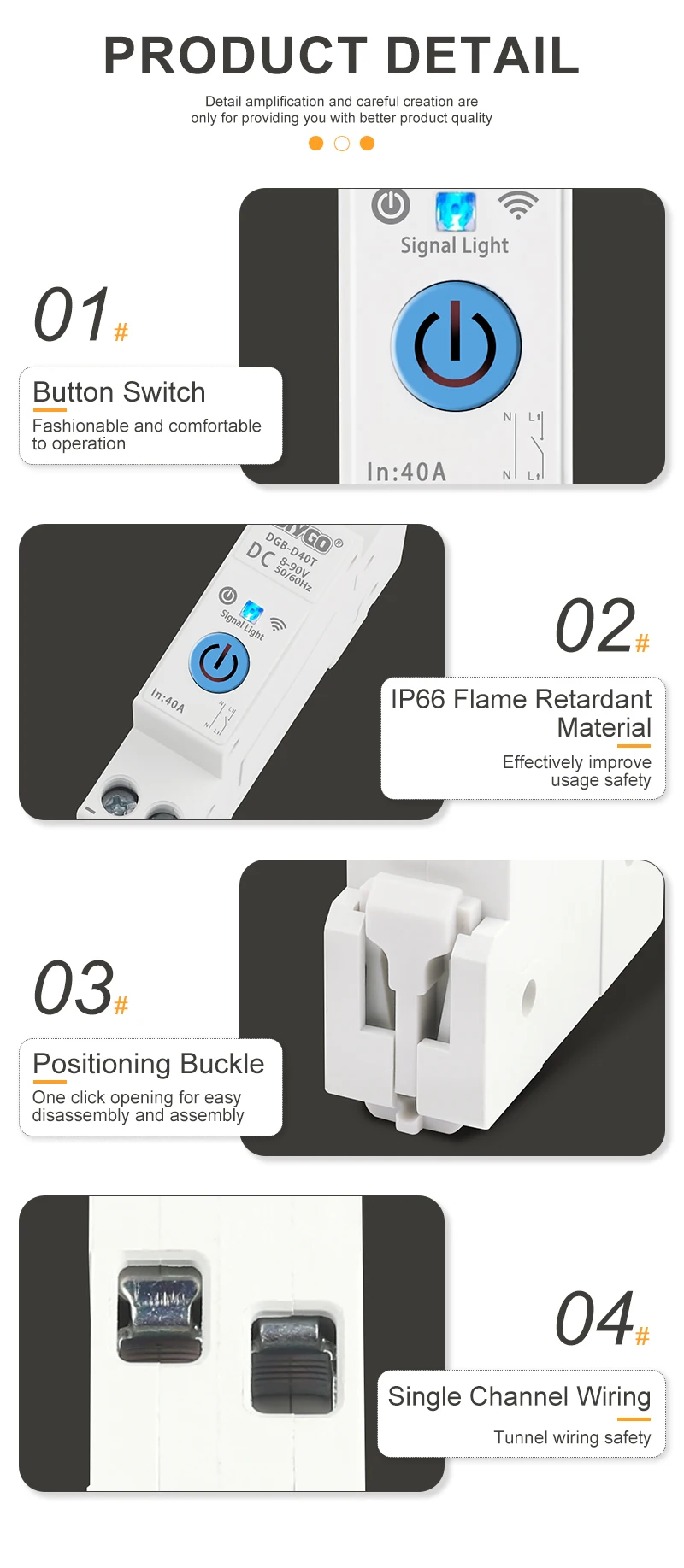 TUYA Smartlife DC WiFi Leistungsschalter 1P 40A 8-90VDC DIN-Schienenmontage Drahtlose Fernbedienung für Smart Home Echtzeitüberwachung – Detail 3