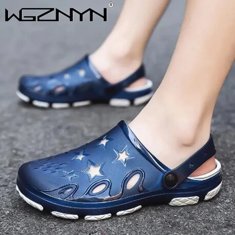 

Мужские сандалии с перфорацией, пляжные шлепанцы для улицы, повседневные сандалии для дома, тапки для лета, 2023