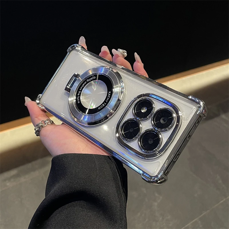 Luxury Plating Stand Shockproof Clear Phone Case Cover