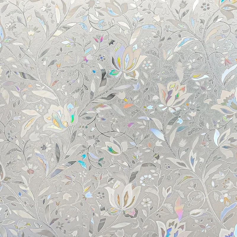 Window Film Decorative Window Privacy Film 3D Stained Glass Sticker Anti-UV Sun Blocker Heat Control for Home