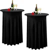 1Pcs Round Spandex Cocktail Tablecloths with Skirt Table Cover  Stretch Tablecloth Skirt For Table Bar Wedding Party Banquet 1