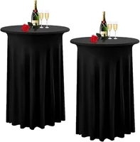 1Pcs Round Spandex Cocktail Tablecloths with Skirt Table Cover  Stretch Tablecloth Skirt For Table Bar Wedding Party Banquet 1