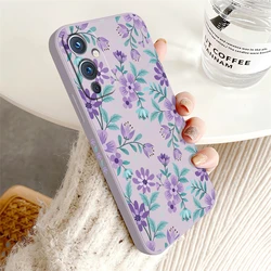 Charming Floral Shockproof Silicone Phone Case - Liquid Armor Protection for Oneplus 7 (Purple-258)