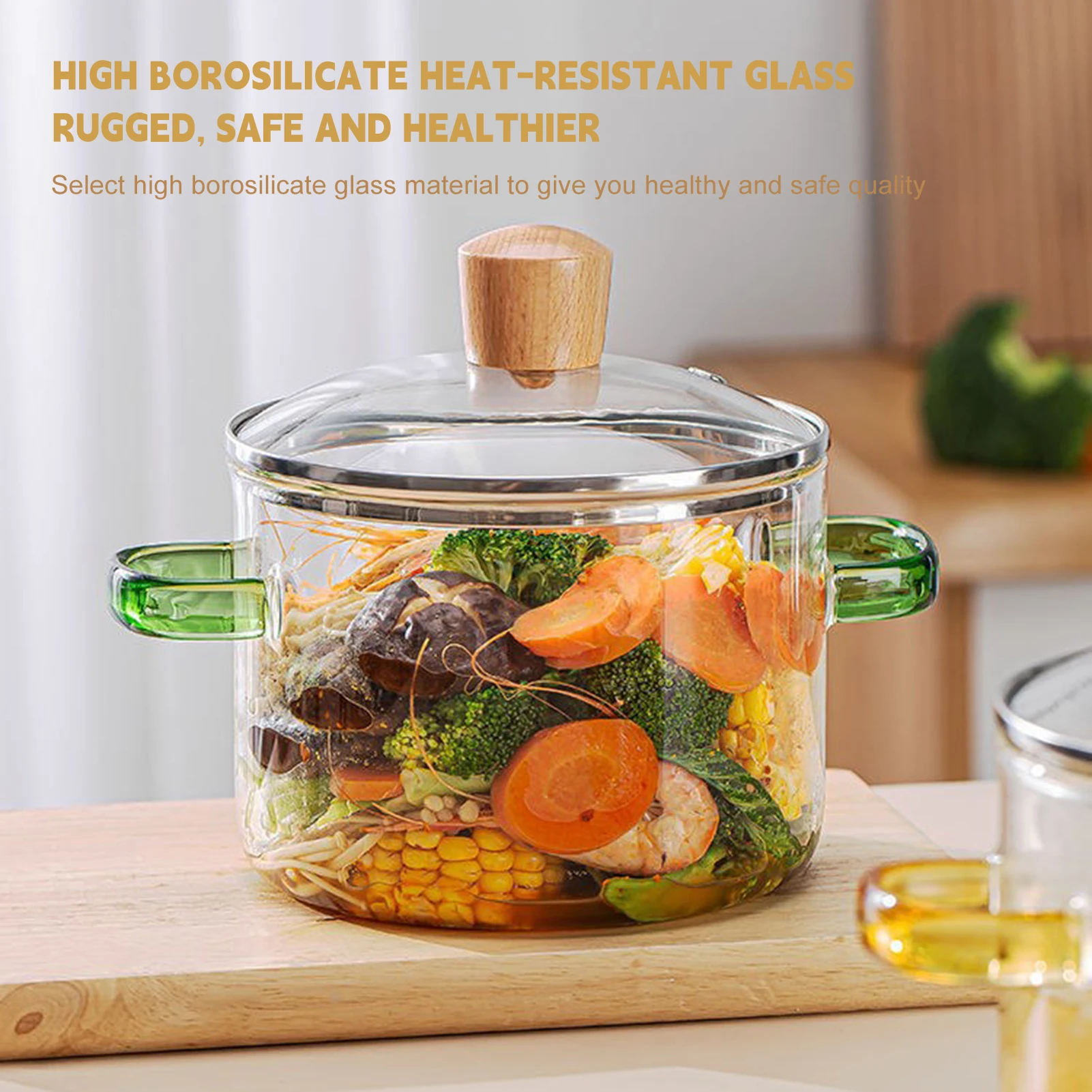 High Borosilicate Glass Simmer Pot With Handle