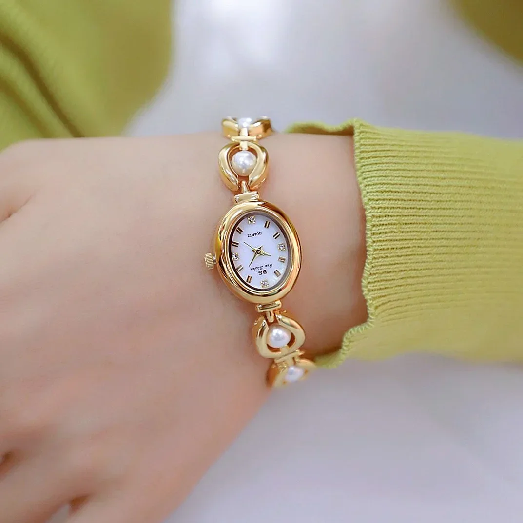 MAYZHISU Luxury Women's Watch Pearl Bracelet Women Watches Alloy Waterproof Business Quartz Wristwatches for Ladies Female Clock