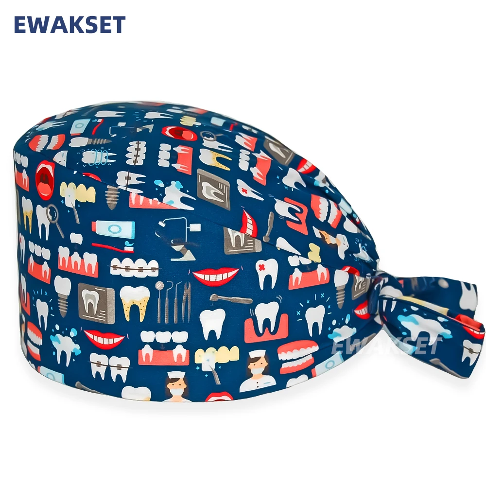 Scrub Cap New Soft Cap Cotton Adjustable Cartoon Scrubs Hats lab Working Surgicals hat pharmacy Dentist Nursing accessories Scrub Caps